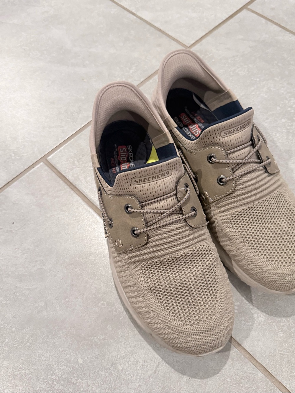 Skechers Men's Taupe Knit Slip-On Sneakers
